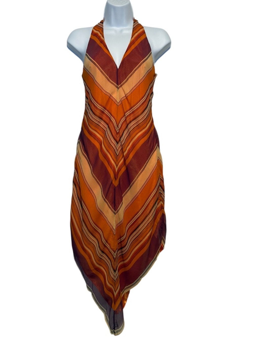 Vintage Laundry by Shelli Segal 100% Silk Halter Midi Dress Size 0 Y2K
